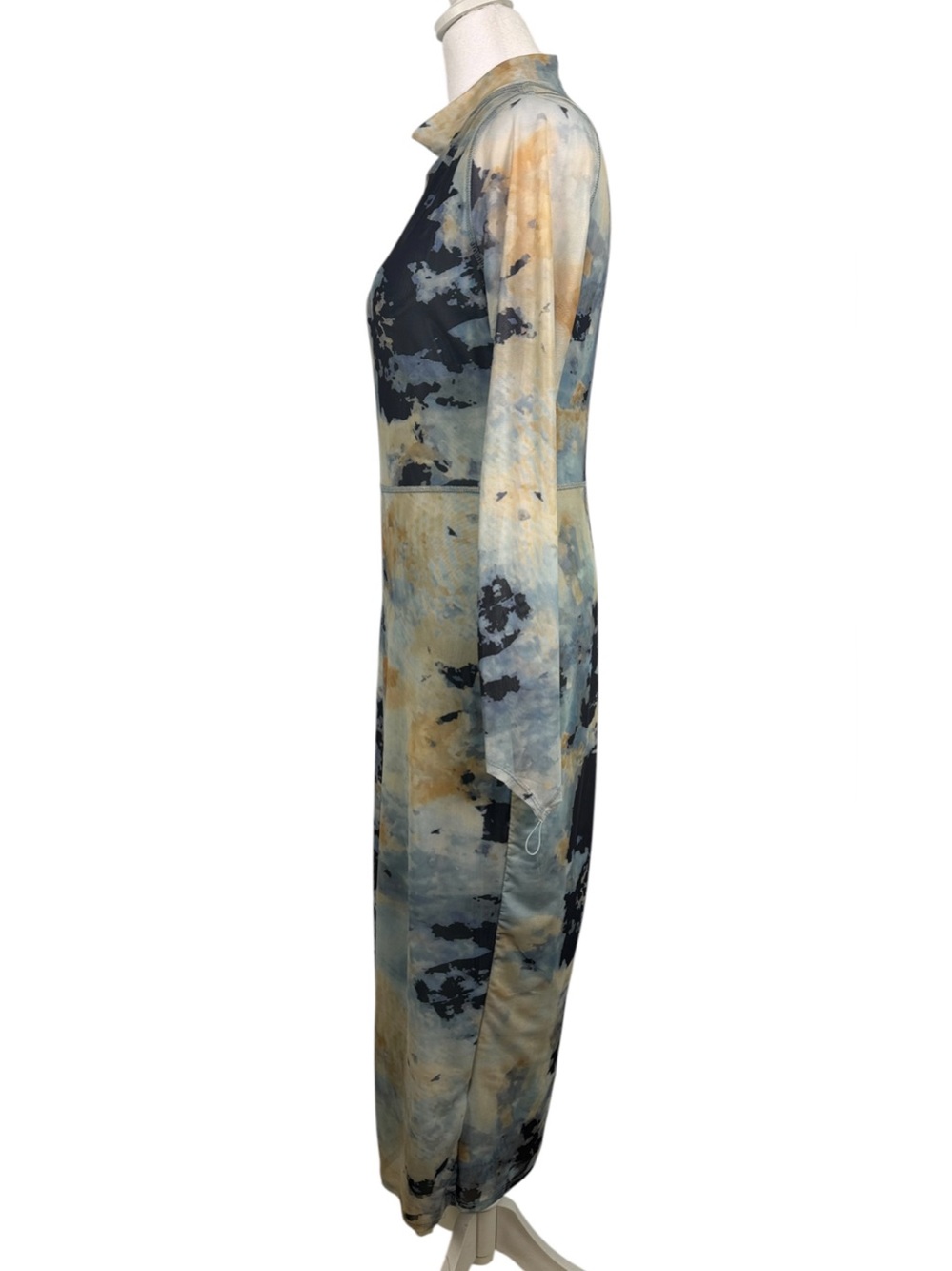 Fashion Nova Abstract Mesh Maxi Dress XL | Bodycon Mock Neck Long Sleeve Y2K - Picture 8 of 13